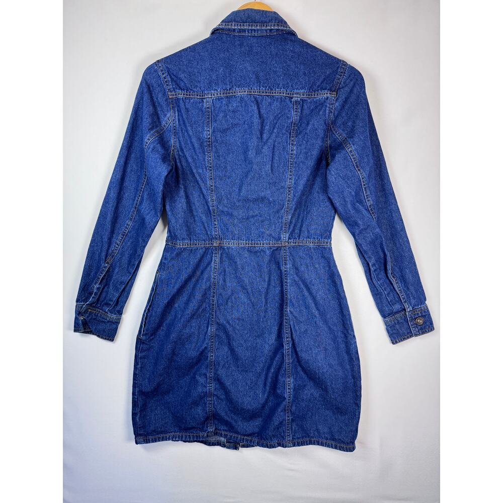 Frye Denim Shirt Dress Women XS Western Coastal Cowgirl Utility Mini Pockets - Picture 10 of 14